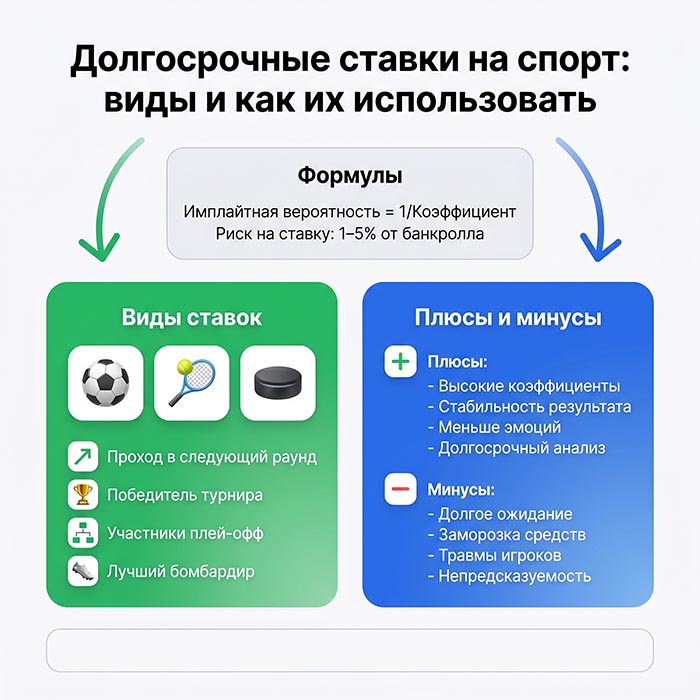 Инфографика: долгосрочные ставки на спорт — виды и примеры в футболе
