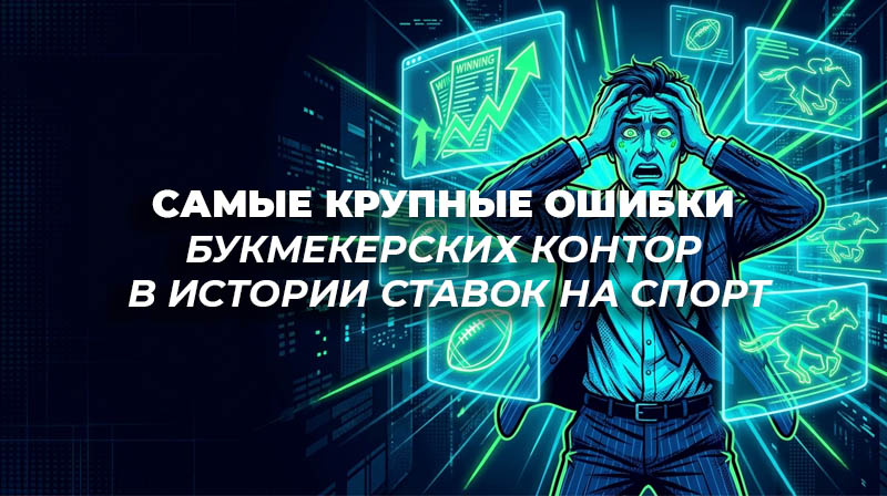 Иллюстрация: шокированный букмекер смотрит на экран с огромными выигрышами игроков.